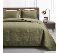 Love's cabin King Size Quilt Bedding Set Green Bedspreads - Bed Summer Lightweight Bedspread Comforter - Coin Pattern Bedding Coverlet for All Season - 3 Pieces (1 Quilt, 2 Pillow Shams)