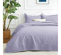 Love's cabin King Size Quilt Bedding Set Lavender Bedspreads - Bed Lightweight Bedspread Comforter - Coin Pattern Bedding Coverlet for All Season - 3 Pieces (1 Quilt, 2 Pillow Shams)