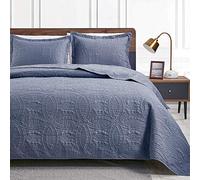 Love's cabin King Size Quilt Set Blue Bedspreads - Soft Bed Summer Lightweight Bedspread Comforter - Modern Style Coin Pattern Coverlet for All Season - 3 Pieces (1 Quilt, 2 Pillow Shams)