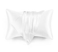 Love's cabin King Size Satin Pillowcase Set of 2, Similar to Silk Pillow Cases, Satin Cooling Pillow Covers for Hair and Skin with Envelope Closure, 20x36 inches, White