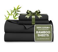 Love's cabin King Size Sheet Set, Cooling Sheets for King Size Bed Set, 100% Rayon Derived from Bamboo, Breathable & Soft Deep Pocket Up to 16", Hotel Luxury Silky Bedding Sheets,Black