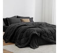 Love's cabin Queen Comforter Set Black, 7 Pieces Queen Bed in a Bag, All Season Bedding Sets with 1 Comforter, 1 Flat Sheet, 1 Fitted Sheet, 2 Pillowcase and 2 Pillow Sham