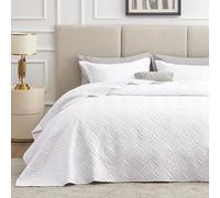 Love's Cabin Quilt Set Queen Bedspread Coverlet Set Soft Summer Lightweight Microfiber Modern Style Wave Pattern for All Season White 3 Pieces (1 Quilt, 2 Shams)