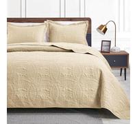 Love's cabin Quilts for Queen Bed Camel Bedspreads - Soft Bed Fall Lightweight Bedspread Comforter - Modern Style Coin Pattern Coverlet for All Season - 3 Pieces (1 Quilt, 2 Pillow Shams)