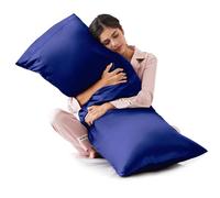 Love's cabin Satin Body Pillow Pillowcase, Similar to Silk Body Pillow Cover with Envelope Closure, Silky Cooling Long Pillowcases for Hair and Skin, 20x54 inches, Navy Blue