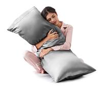 Love's cabin Satin Body Pillow Pillowcase, Similar to Silk Body Pillow Cover with Envelope Closure, Silky Cooling Long Pillowcases for Hair and Skin, 20x54 inches, Dark Grey