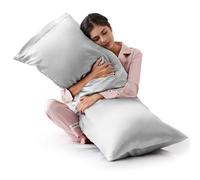 Love's cabin Satin Body Pillow Pillowcase, Similar to Silk Body Pillow Cover with Envelope Closure, Silky Cooling Long Pillowcases for Hair and Skin, 20x54 inches, Light Grey