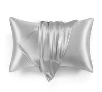 Love's cabin Satin Pillowcase for Hair and Skin (Light Grey, 20x30 inches) Similar to Silk Pillow Cases, Pillow Cases Queen Size Set of 2 - Satin Cooling Pillow Covers with Envelope Closure