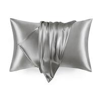 Love's cabin Satin Pillowcase for Hair and Skin, Similar to Silk Pillow Cases 2 Pack, Pillow Cases Standard Size Set of 2, Satin Cooling Pillow Covers with Envelope Closure, 20x30 Inches, Dark Grey
