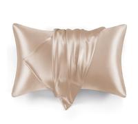 Love's cabin Satin Pillowcase for Hair and Skin, Similar to Silk Pillow Cases 2 Pack, Pillow Cases Standard Size Set of 2, Satin Cooling Pillow Covers with Envelope Closure, 20x30 Inches, Taupe