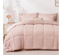 Love's cabin Twin Comforter Set Blush Pink, 5 Pieces Twin Bed in a Bag, All Season Bedding Sets with 1 Comforter, 1 Flat Sheet, 1 Fitted Sheet, 1 Pillowcase and 1 Pillow Sham