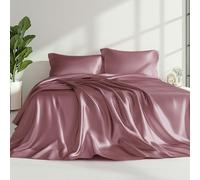 Love's cabin Twin Satin Sheets Sets - 3 Piece Rose Taupe Silky Bed Sheets with Deep Pockets, Luxury Silk Feel Satin Twin Size Sheet Set Bedding Set (1 Flat Sheet,1 Fitted Sheet,1 Pillow case)