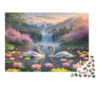 Love's Embrace Jigsaw Puzzle Swan Serenade 1000Pc Recycled Paper Adults Jigsaws Impossible Hard Challenge Brain Thinking Home Activity Great Gift 38x26cm/1000pcs