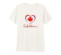 Loves Heart Saskatchewan Canada Maple Leaf Canadian Flag Premium T-Shirt