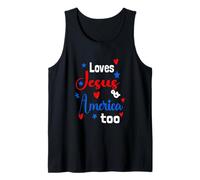 Loves Jesus and America Too God Christian 4th of July 2023 Tank Top