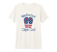 Loves Nantucket Beach USA Patriotic Flag Flip Flops Coastal Premium T-Shirt