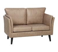 Loveseat 137x72x88cm Light Brown Leathaire Foam 2-Seater Sofa with Wood Legs New