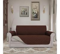 Loveseat Cover Constructed with Water-Resistant Quilted Microfiber, Featuring a Reversible Design and Secure Fit to Prevent Slippage on Furniture (three starter)