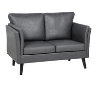 Loveseat Sofa 137x72x88cm Grey Leathaire Upholstery High-Density Foam With Legs