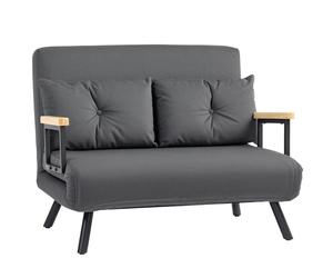 Loveseat Sofa Bed Dark Grey Velvet Upholstery Steel Frame 102x73x81cm Foam Soft