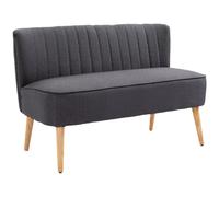Loveseat Sofa Dark Grey Linen 117x56.5x77cm Padded Cushion Wood Legs Compact XL