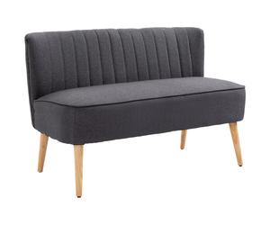 Loveseat Sofa Dark Grey Linen 117x56.5x77cm Padded Cushion Wood Legs Compact XL