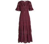 Loveshackfancy Marlowe Lace-detail Cotton Midi Dress - Burgundy - 8 (UK12 / M)