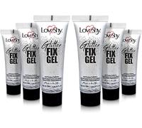 LoveShy Cosmetics Glitter Fix Gel (6 Pack) - Vegan Formula for Applying Chunky, Cosmetic, Bio Degradable, Eco-Friendly Festival Glitter to Face, Body, Hair, Lips