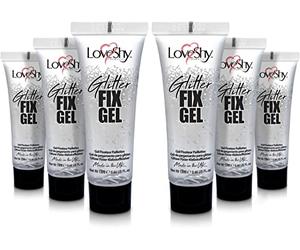 LoveShy Cosmetics Glitter Fix Gel (6 Pack) - Vegan Formula for Applying Chunky, Cosmetic, Bio Degradable, Eco-Friendly Festival Glitter to Face, Body, Hair, Lips