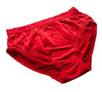 LoveSilk Women's 100% Pure Silk Knitted Lace Knickers Panties Red Size L