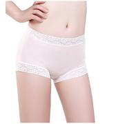 LoveSilk Women's 100% Silk Knitted Medium Rise Lace Knickers Ivory Size XL