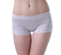 LoveSilk Women's 100% Silk Knitted Medium Rise Lace Knickers Light Grey Size XL