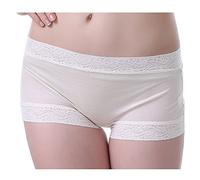 LoveSilk Women's 100% Silk Knitted Medium Rise Lace Knickers White Size XL