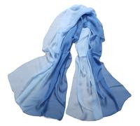 LoveSilk Women's 100% Silk Scarf Oblong Gradient Color Blue/Light blue
