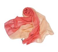 LoveSilk Women's 100% Silk Scarf Oblong Gradient Color Coral/Apricot