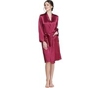 LoveSilk Women's Pure Silk Robe Bathrobe Sleepwear Warm Red Size M (One Robe)