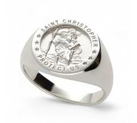 LoveSilver - Personalised Sterling Silver Mens St Christopher Ring In Gift Box - Size P
