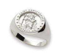 LoveSilver - Sterling Silver Mens St Christopher Ring In Gift Box - Size 0