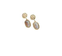 Lovessence Baroque Freshwater Pearl Earrings - Gold-Plated Dangles, “S925” Stamped Posts, Gift for Women, Self-Love, Holidays or Graduation