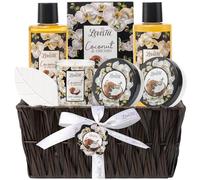 LOVESTEE spa christmas gift baskets for women, spa gifts for women, coconut orchid bath and body set, gift basket includes shower gel, hand cream
