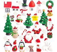 LovesTown 38 PCS Fairy Garden Christmas Accessories, Christmas Miniature Ornaments, DIY Snow Globe Figurines, Christmas Decorations for Christmas Party