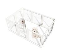 LoveTail Clear Acrylic Dog Playpen Indoor,Transparent Dog Pen,Easy to Assemble and Clear pet Pen for Puppy Dog, Rabbit and cat,Sturdy and Easy to Clean Plastic pet Fence (White, 23.6" H, 12PCS)