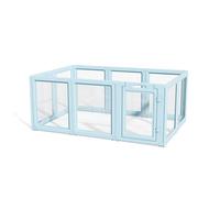 LoveTail DIY Clear Acrylic Dog Playpen House,Quick Easy Assembly and Disassembly,Strong Floor Suction,Indoor and Outdoor Use,Easy Cleansing Puppy Fence (Sky Blue, 30.3" H, 10PCS)