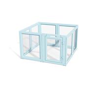 LoveTail DIY Clear Acrylic Dog Playpen House,Quick Easy Assembly and Disassembly,Strong Floor Suction,Indoor and Outdoor Use,Easy Cleansing Puppy Fence (Sky Blue, 30.3" H, 8PCS)