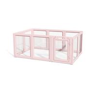 LoveTail DIY Clear Acrylic Dog Playpen House,Quick Easy Assembly and Disassembly,Strong Floor Suction,Indoor and Outdoor Use,Easy Cleansing Puppy Fence (Skin Pink, 30.3" H, 12PCS)