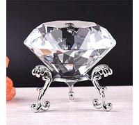 Lovetao Crystal Glass Diamond Decoration Faceted 60mm/2.36inch Jewel Paperweight Wedding Favor Home Decor W/Silver Stand, Gift for Christmas Thanksgiving (60mm Clear Diamond w/Silver Base Stand)