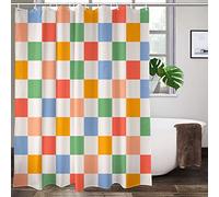 Lovetar Retro Checkered Vintage 60s 70s Shower Curtain Vintage Washable Waterproof Fabric Bath Curtains Set for Bathroom for Bathroom Decor Art with 12 Hooks - 72x72 Inch