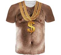 Loveternal 3D Tee Shirts Funky Shirts Unisex Hairy Chest T-Shirt Realistic Casual Funny Short Sleeve Tops L