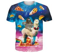 Loveternal 3D Tshirts Pizza Unicorn Men Novelty Sloth Tee Shirt Casual Funny Cat Short Sleeve Shirt for Women Men XL