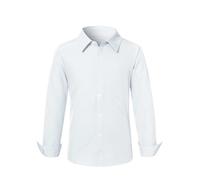 Loveternal Boy School Uniforms Button-Down Lapel Collar Classic School Shirts Boy's Long Sleeve Solid Tops Graduation Shirts White 15-16 Year